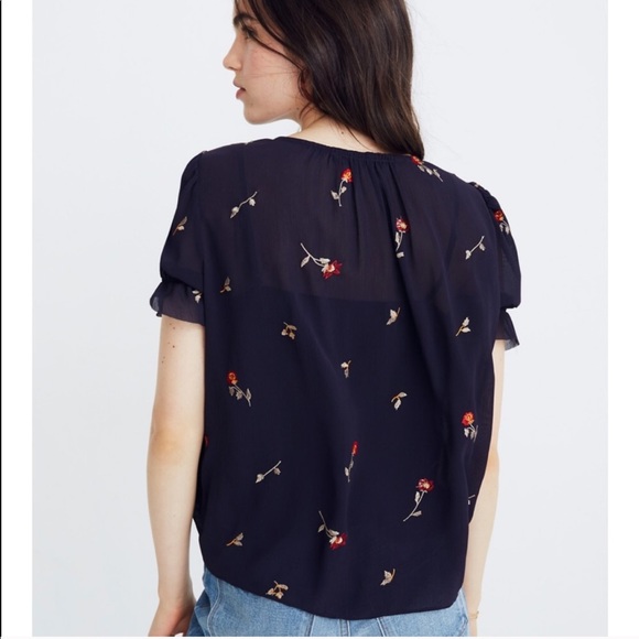 Embroidered Ruffle-Sleeve Top in Sweet Blossoms - Picture 2 of 4